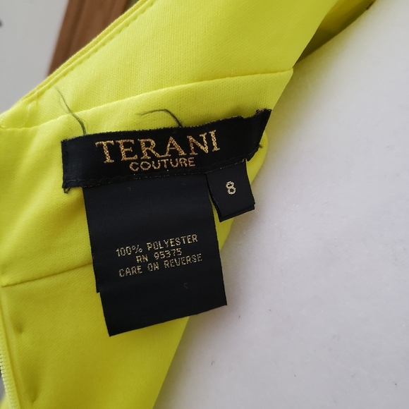 NWT Terani couture Women's 8 yellow open back front twist prom homecoming dress - Picture 8 of 9